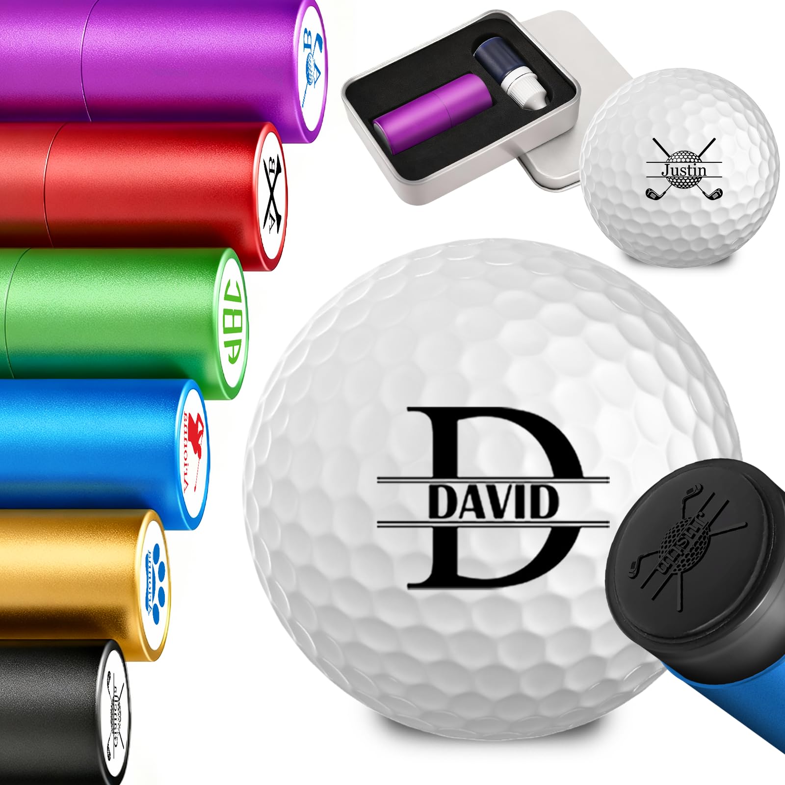 GBVllexuii Custom Golf Ball Stamp Marker Personalised Golf Ball Name Logo Quick-Dry Self-Inking Stamper Golf Gift for Men Golfer Dad