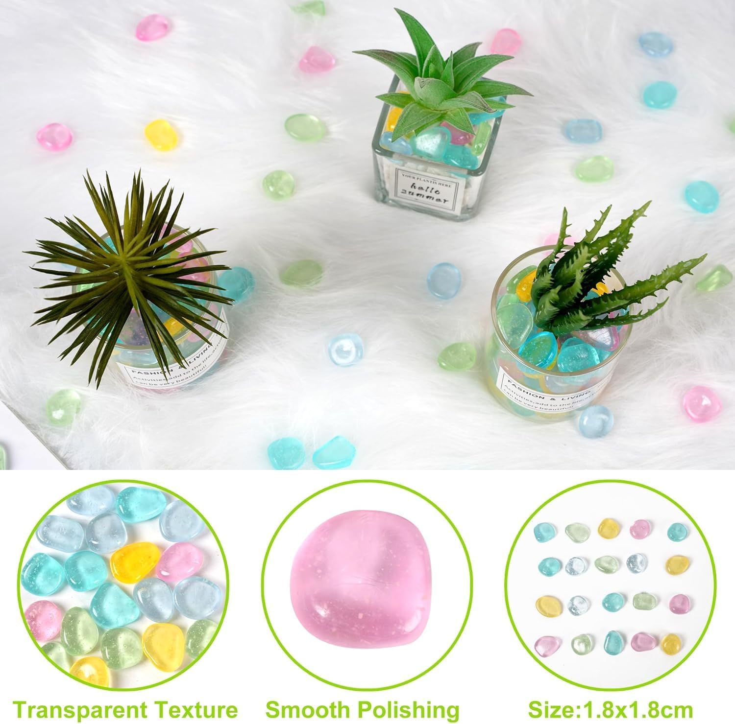 BeLongsYou Luminous Stones, Glow in The Dark Glowing Garden Pebbles Small Luminous Rocks Outdoor Decoration for Lawn Patio Walkway Driveway,Sky,520pcs