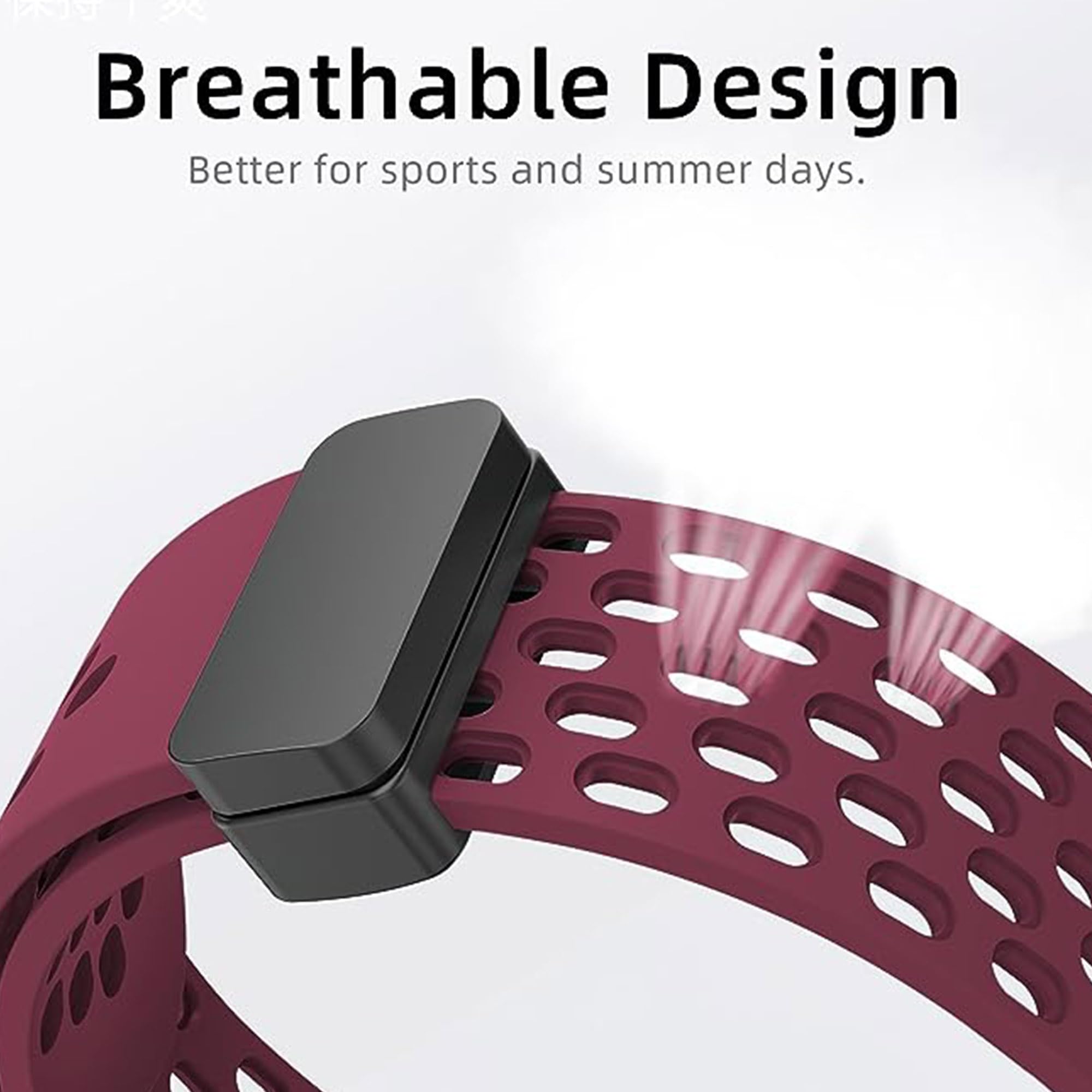 Blueshaweu for Breathable Soft Silicone Magnetic Butterfly Clousure Sport Replacemet Band Straps Compatible with Faweio IDW26 Smart Watch/TOOBUR IDW17,IDW23/KEEPONFIT IDW21/WNH IDW25 (Wine Red) - Image 4