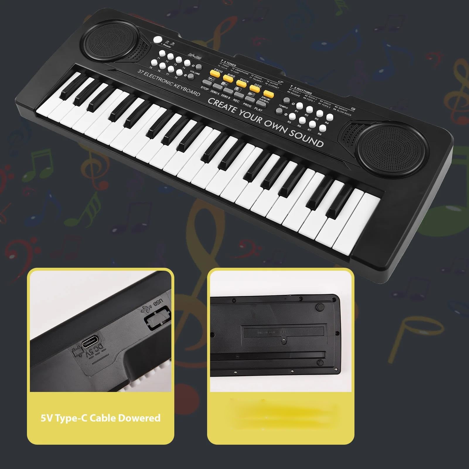 Pianino Elektroniczne 37 Klawiszowe Pianino Elektroniczne 8 Tonów 11 Demonstracji Instrument Muzyczny O Podwójnej Mocy