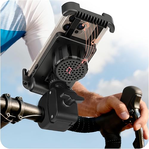 Soporte para teléfono de bicicleta con altavoz de inducción, soporte para motocicleta Bluetooth, soporte para teléfono de motocicleta, abrazadera de