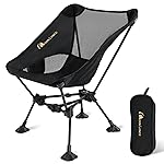 MOON LENCE Portable Camping Chair Backpacking Chair - The 4th Generation Ultralight Folding Chair - Compact, Lightweight Foldable Chairs for Hiking Mountaineering, Beach (Black-Gold-Feet)
