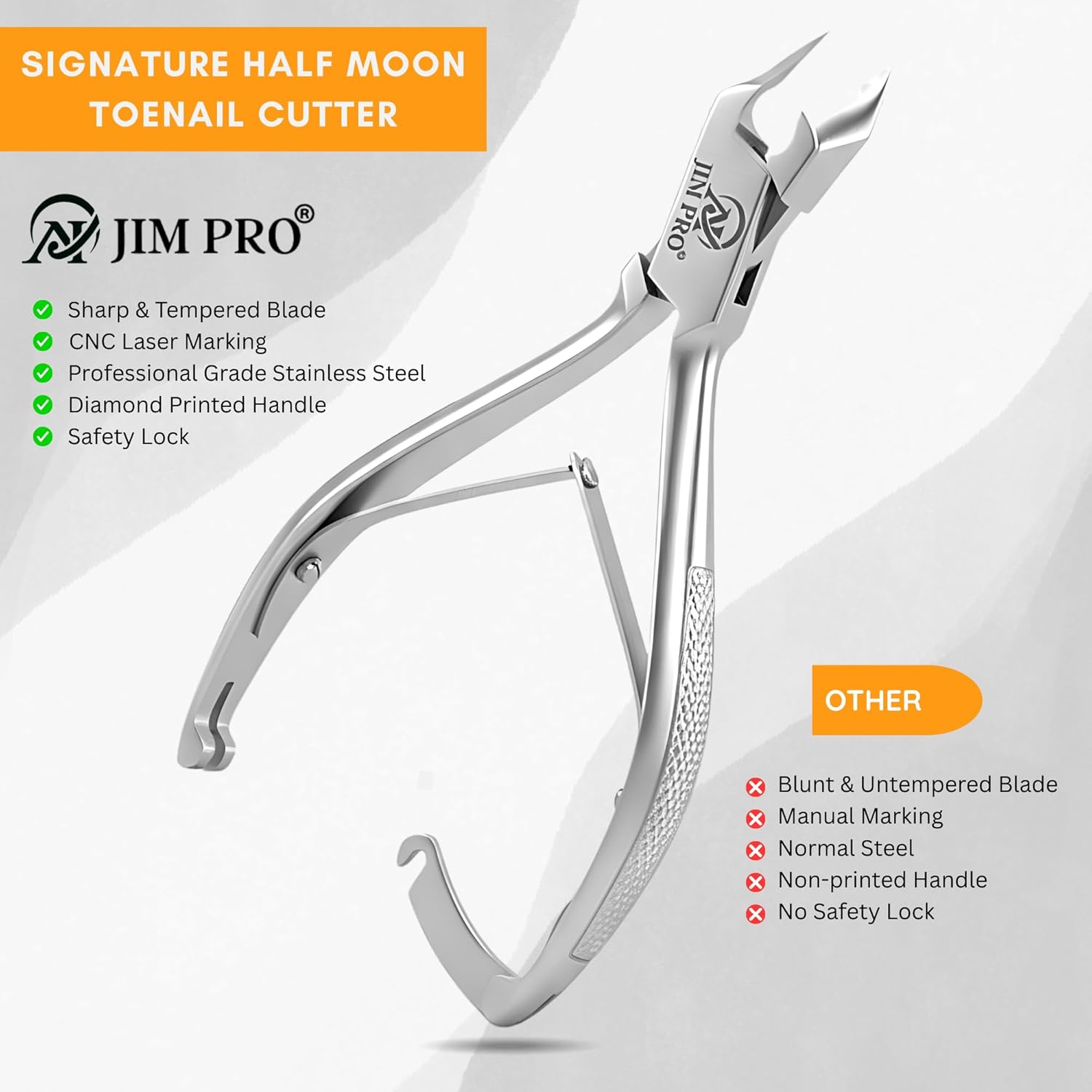 Signature Half Moon Toenail Cutter – 5.75" Stainless Steel Nail Clipper for Thick, Hard & Ingrown Toenails – Precision Pedicure Tool for Men & Women
