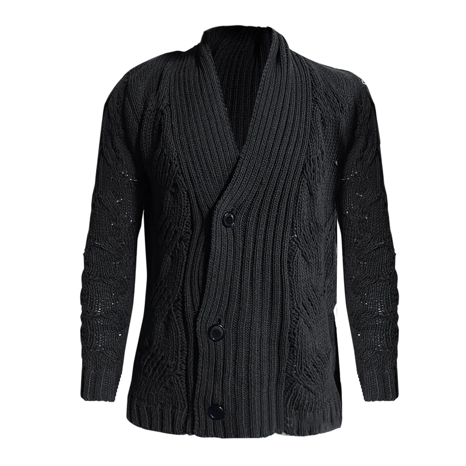 Cardigan décontracté pour hommes pull col châle boutonné et poches - 5