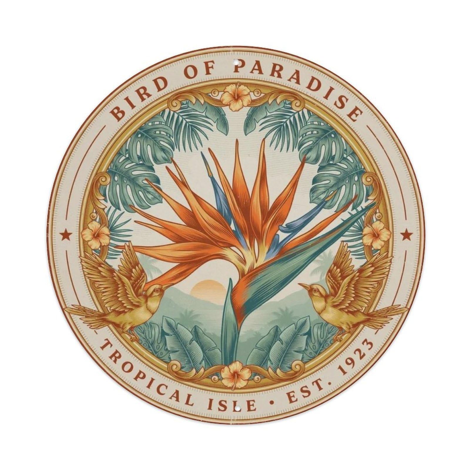Vintage Bird of Paradise Metal Tin Sign Plaque