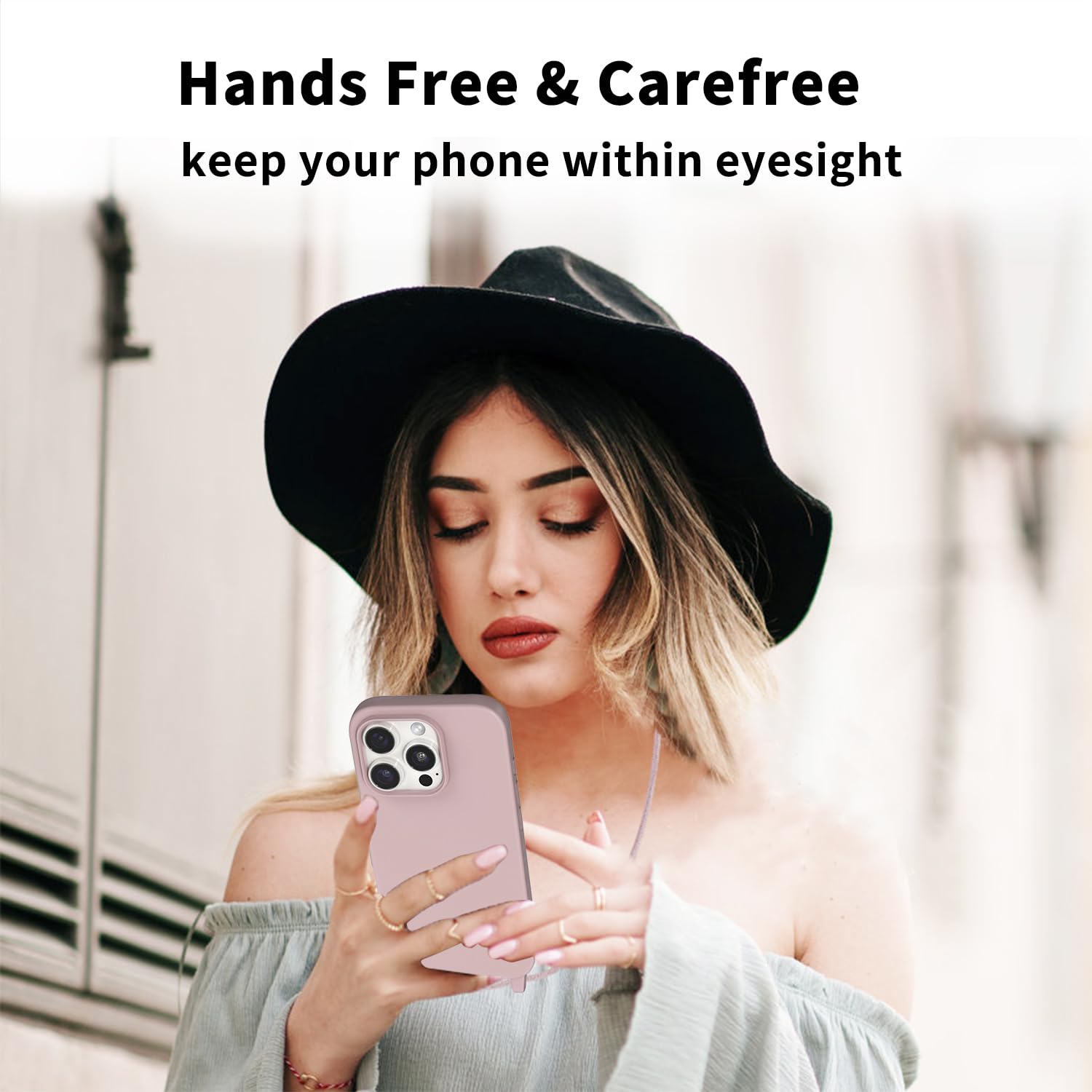 AOMYKE Cover per iPhone 16 Pro con Cordino, Custodia con Laccio Collana Tracolla Collo Liquido Silicone Antiurto TPU Antiurto AntiGraffio Case - Rosa