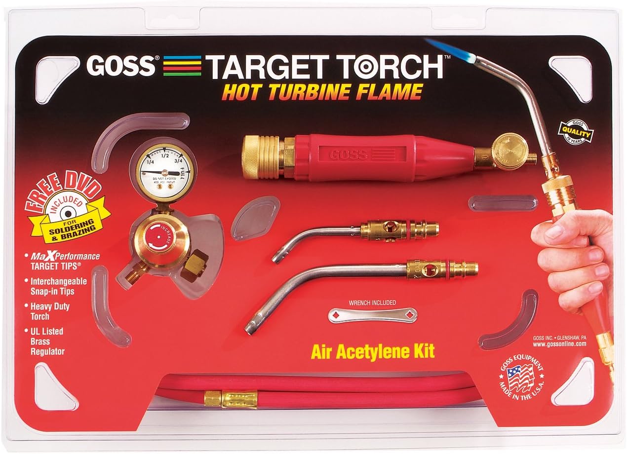 Goss KX-6MC Soldering Brazing Kit for "MC" Acetylene Tanks with GA-3 and GA-8 Target Tips and Hot Turbine Flame