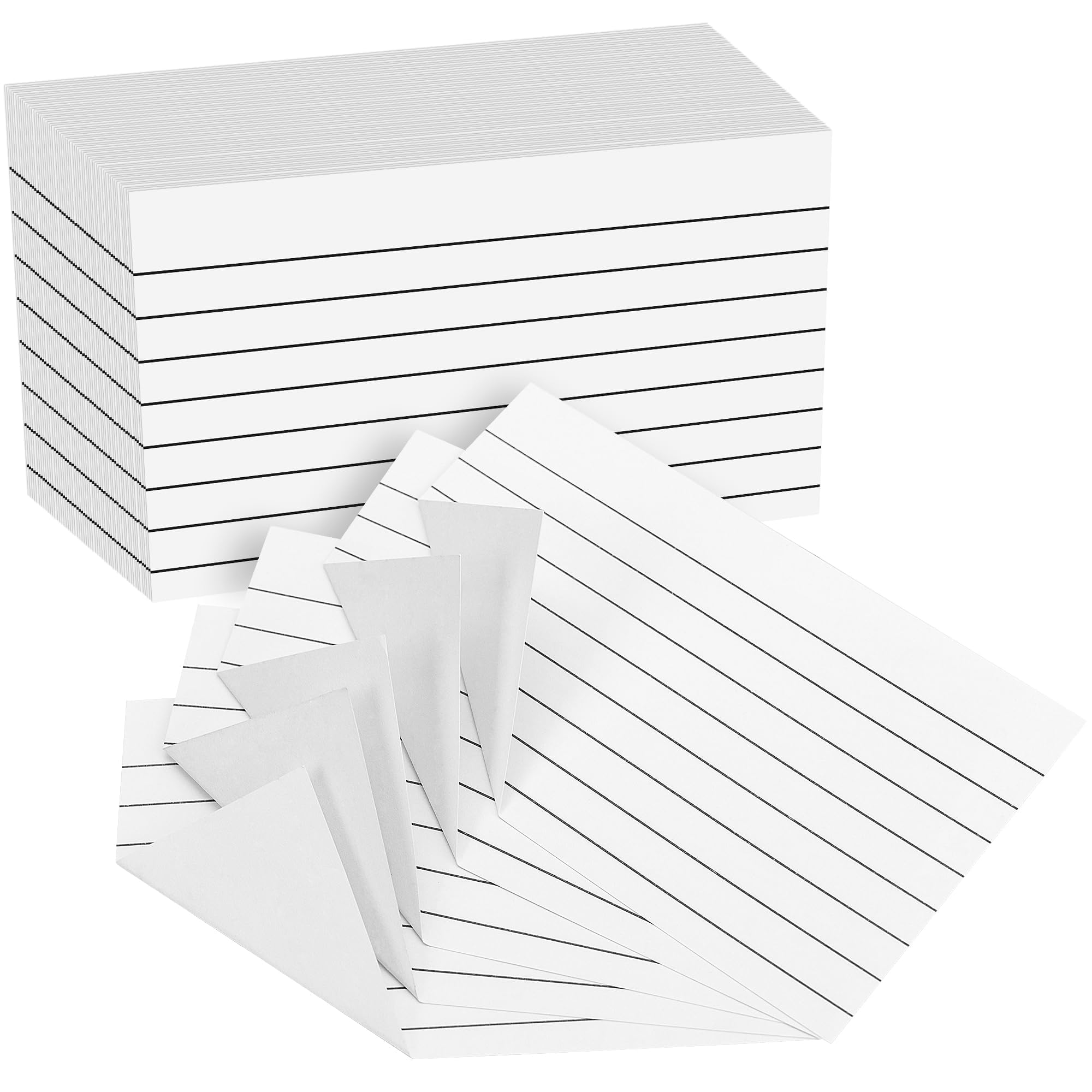 300 Fiches A6 à Lignes - Recto Ligné, Verso Blanc - 150g/m² - Avec Anneaux Et Cartes Kraft - Idéal Pour études, Révisions, Prise De Notes