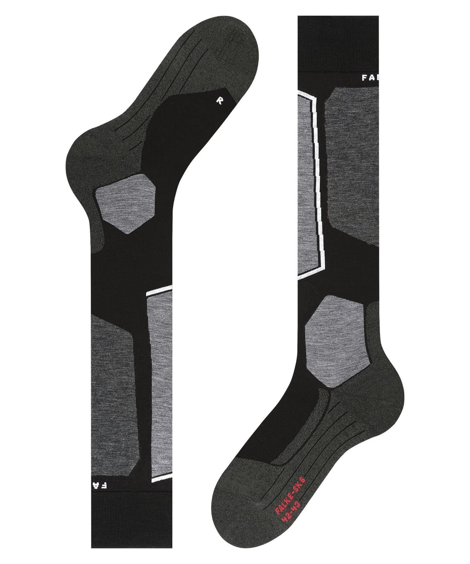 FALKE Mężczyźni Skarpety narciarskie SK6 Pro M Kh Wełna ciepłe cienkie 1 Para, Czarny Black-Mix 3010, 42-43
