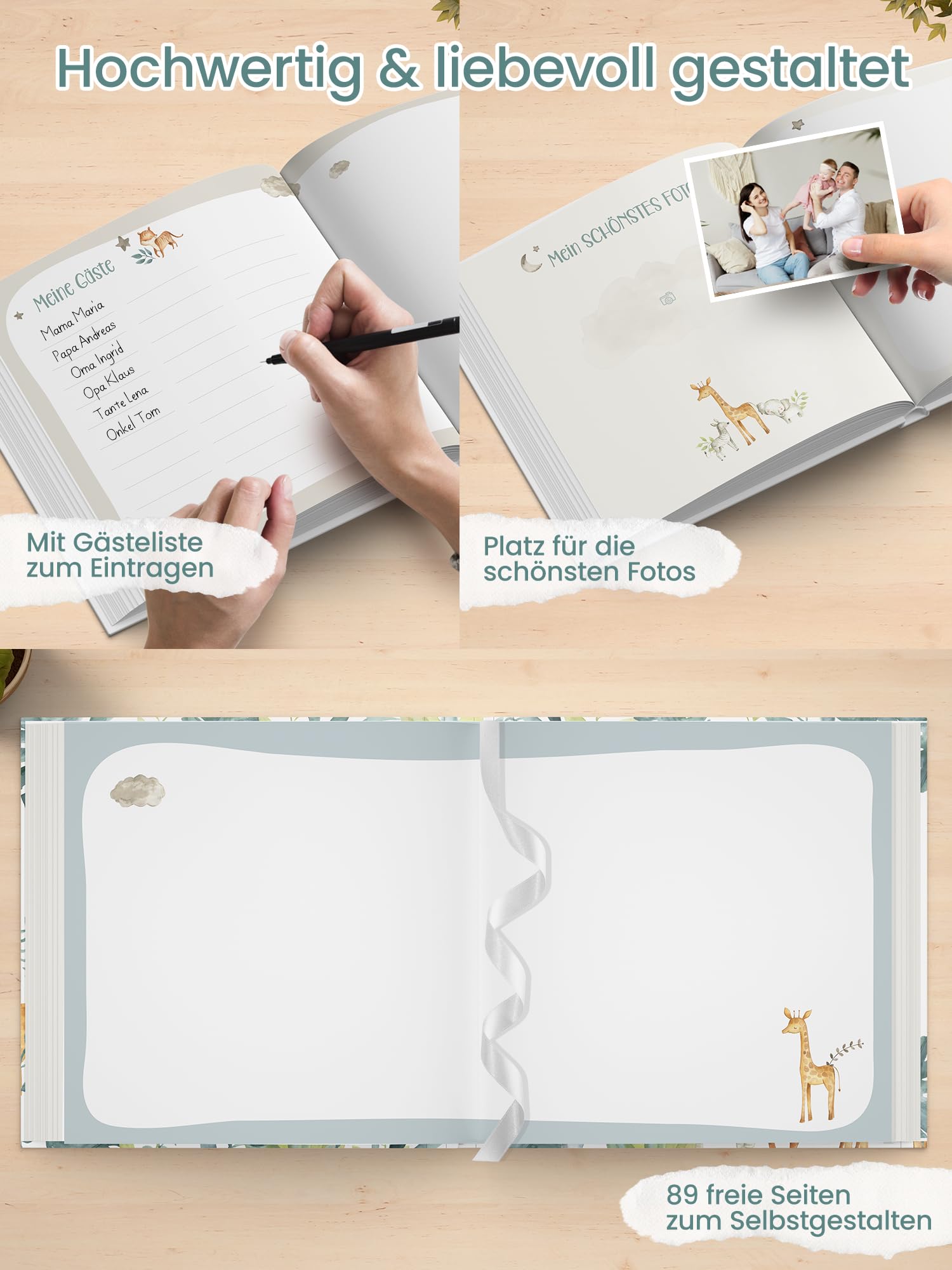 Legezon Meine Taufe – Gästebuch & Erinnerungsbuch zur Taufe mit Aufklebern | Taufgeschenk für Mädchen & Jungen, Patenkind | Taufalbum zum Ausfüllen für Glückwünsche & Fotos