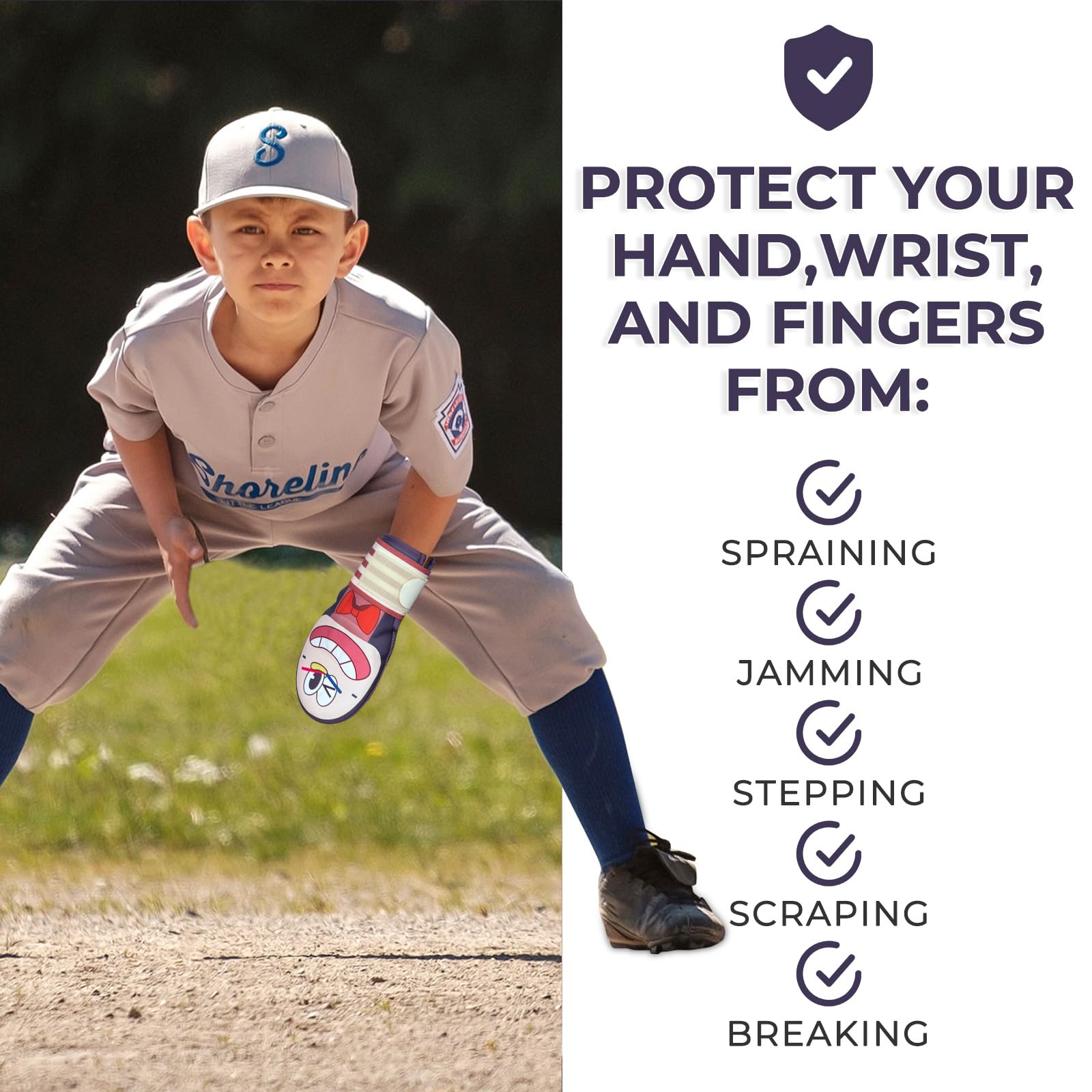Guanto da baseball scorrevole ergonomico protezione dita softball