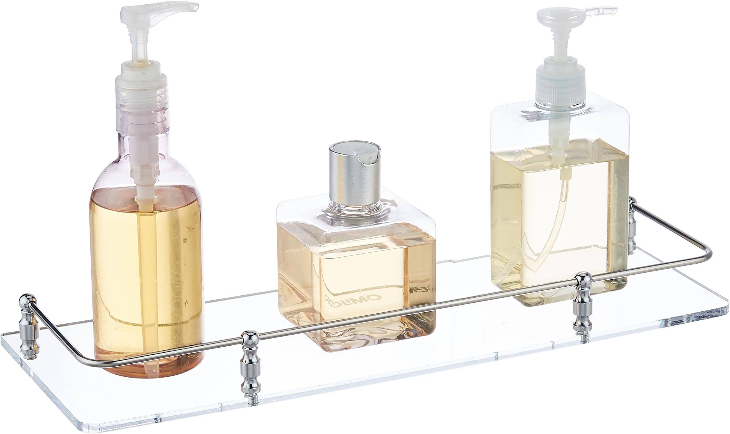 Amazon Brand - Solimo Acrylic 15"*5.5 (inch) Wall Mounted Unbreakable Shelf/Storage Basket/Shelf for Bathroom & Home Accessories Medium SELF Round Road cleare - 1pc