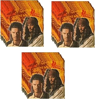 Pirates of the Caribbean Birthday Party Supplies Bundle Pack includes Lunch Paper Napkins - 48 Count