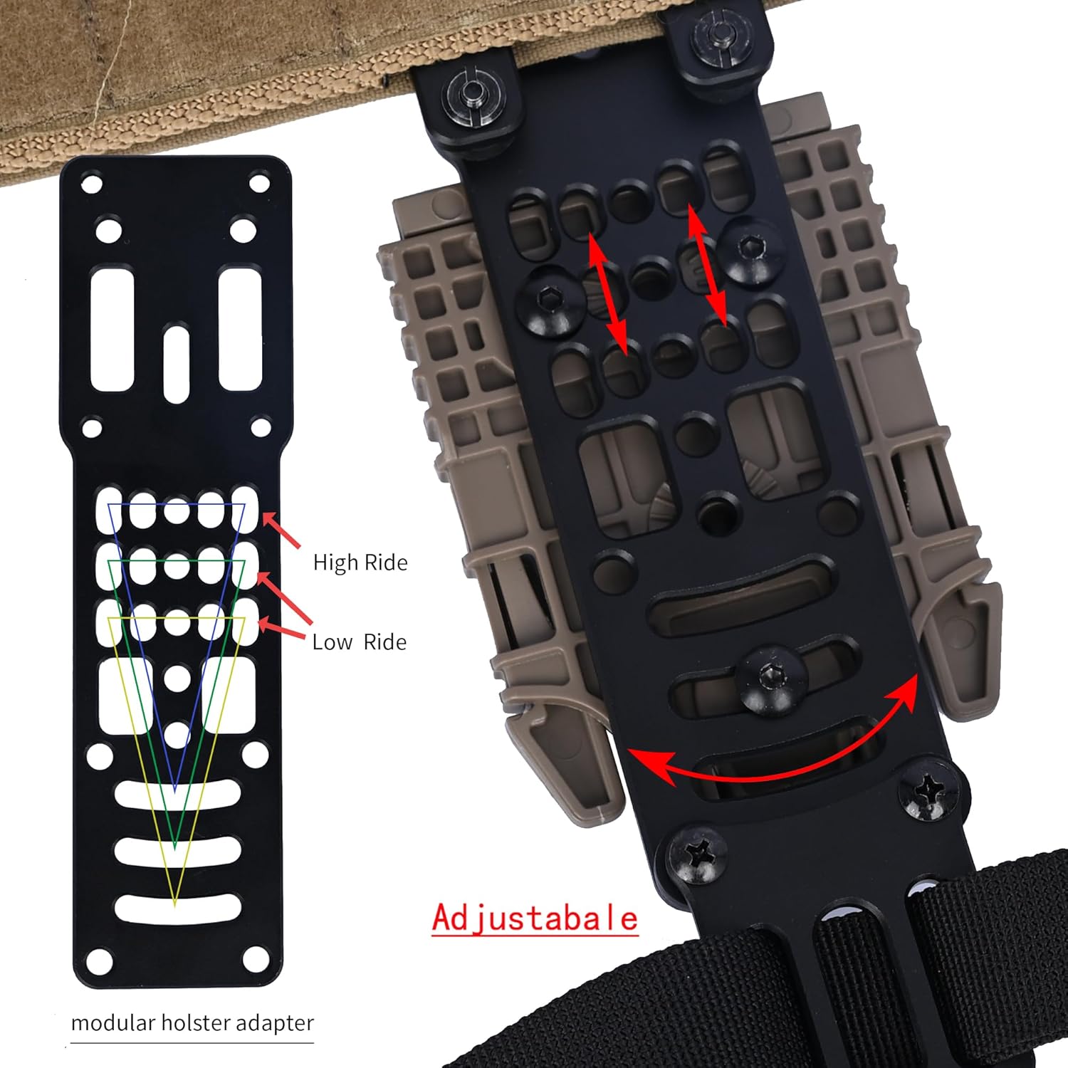 Drop Leg Holster Adapter Mount for QLS Kit, Modular Holster Adapter with Adjustable Leg Strap for Police and Airsoft Gear