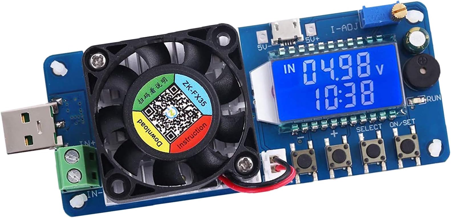 PEMENOL DC Electronic Load Tester 35W 5A， Adjustable Constant Current Aging Tester Discharger Voltage Current Power Battery Capacity Display， LCD 18650 Battery Charger Tester