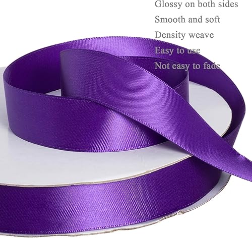 Vista 144 de Cinta de satén de poliéster de doble cara de color sólido, 1 pulgada de ancho, 100 yardas de largo, perfecta para bodas, envoltura de regalos, Oro