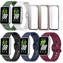 Screen Protector Case and Watch Band for Samsung Galaxy Fit 3, Silicone Replacement Strap Compatible with Samsung Galaxy Fit 3