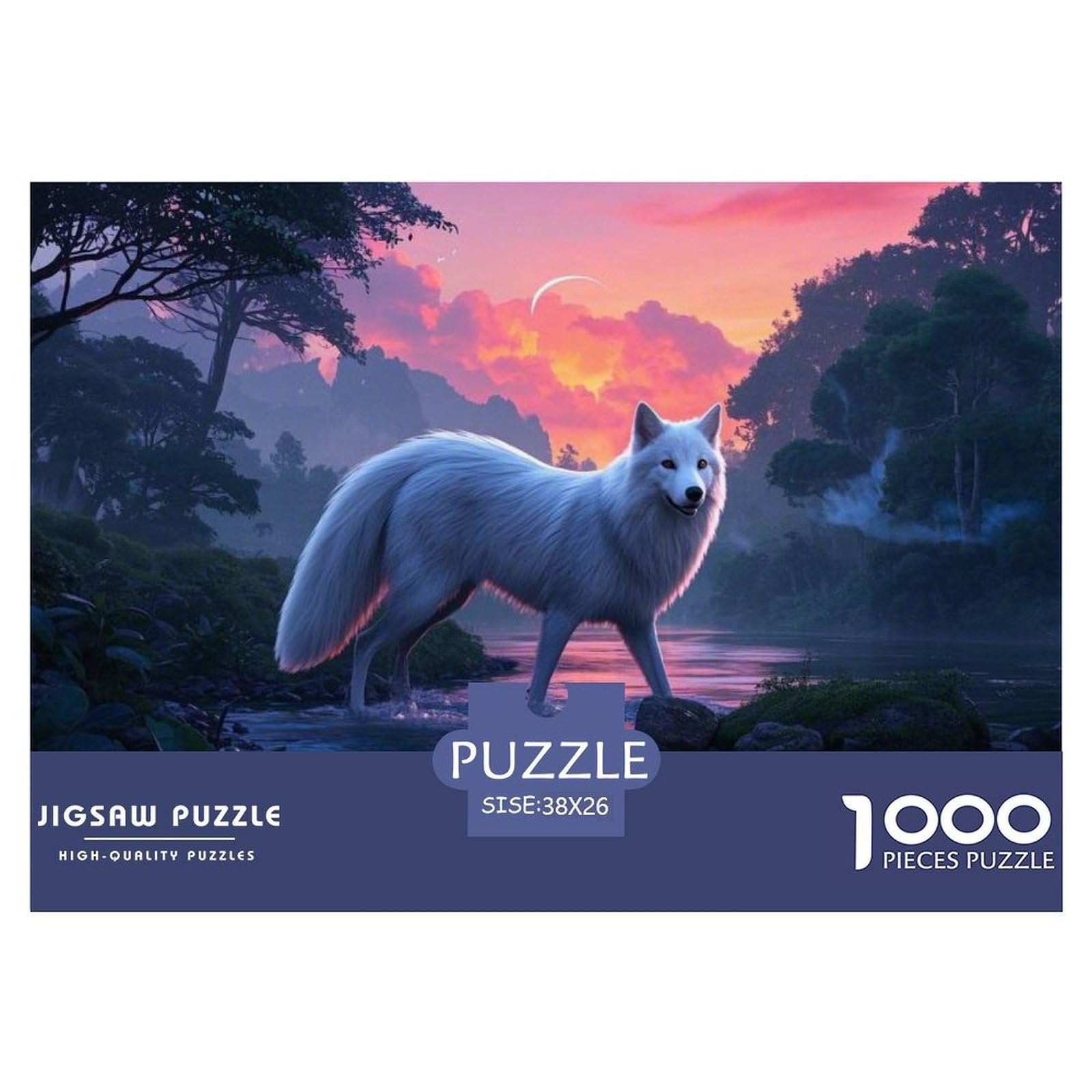 Japanese Spitz Jigsaw Puzzles 1000 Pieces Challenge Toy for Adults,Sunset Landscape Impossible Jigsaw Puzzles 1000 Piece Educational Game 38x26cm/1000pcs — image 1