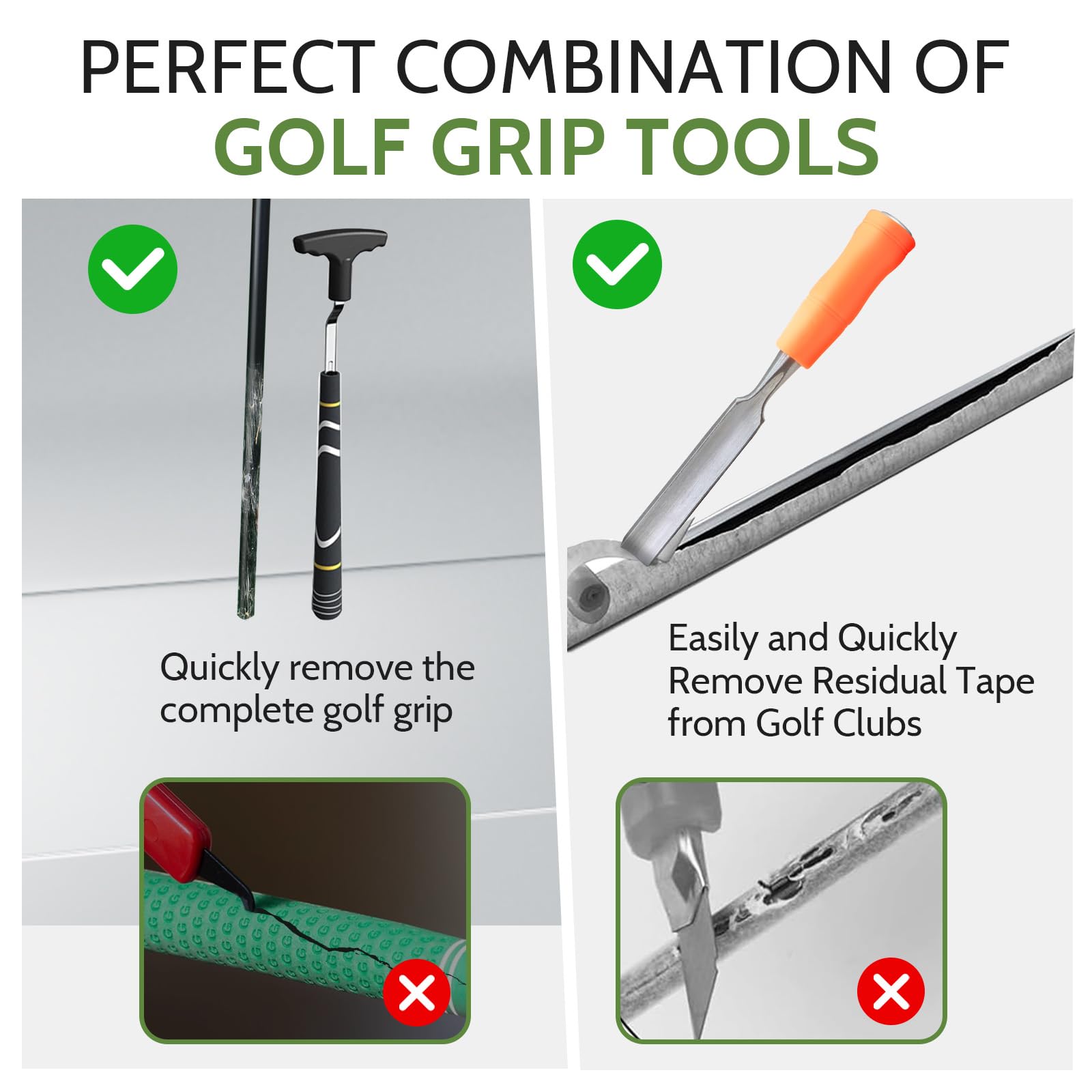 Golfschläger Griffe Wechsel Kit – Golf Grip Removal Tool Set mit Tape Entferner, Profi Golf Zubehör aus Carbonstahl für Griffwechsel, Ideales Golf Geschenk für Herren