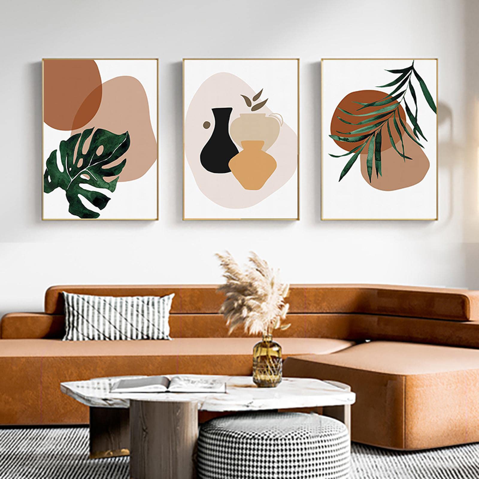 Dipinti su tela Astratta Golden Line Green Immagini a parete Nordic Poster e stampe Modern Light Luxury Home Decor 50x70cmx3pcs senza cornice