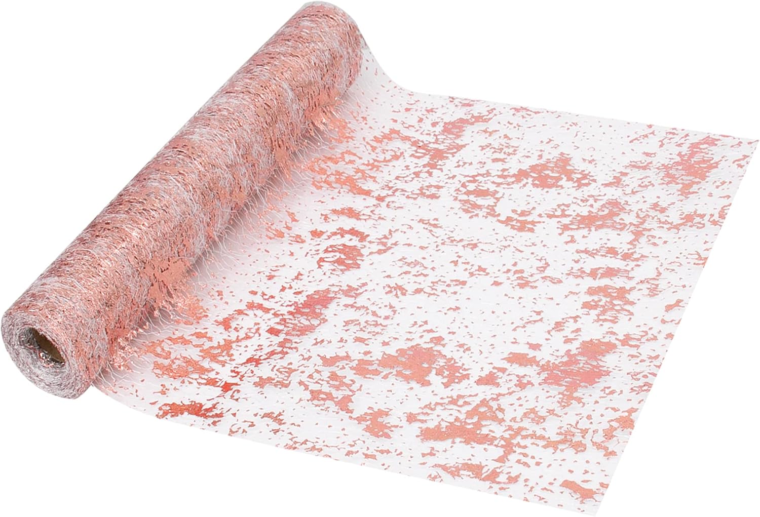 Time to Sparkle Table Runner with Gold Foil 29cm x 10M Sparkling Tulle Roll Gift Floral Wrapping Paper Rolls Glitter Table Decoration for Holidays Wedding Parties and Everyday Decoration (Rose Gold) - Image 3