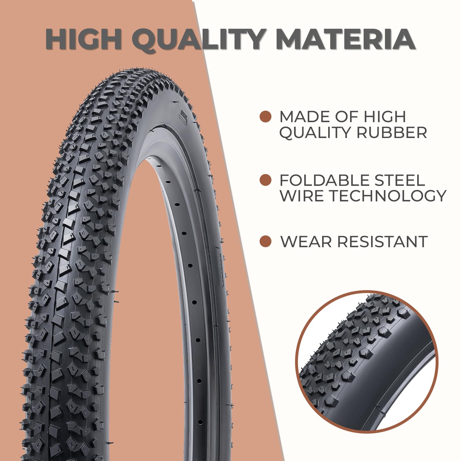 2 pezzi, 20x2.35 Pneumatici per bici, Durevole pieghevole 20 pollici 60-406 20 x 2.35 Pneumatici per bicicletta da montagna, Pneumatici di ricambio per mountain bike, Copertoncino
