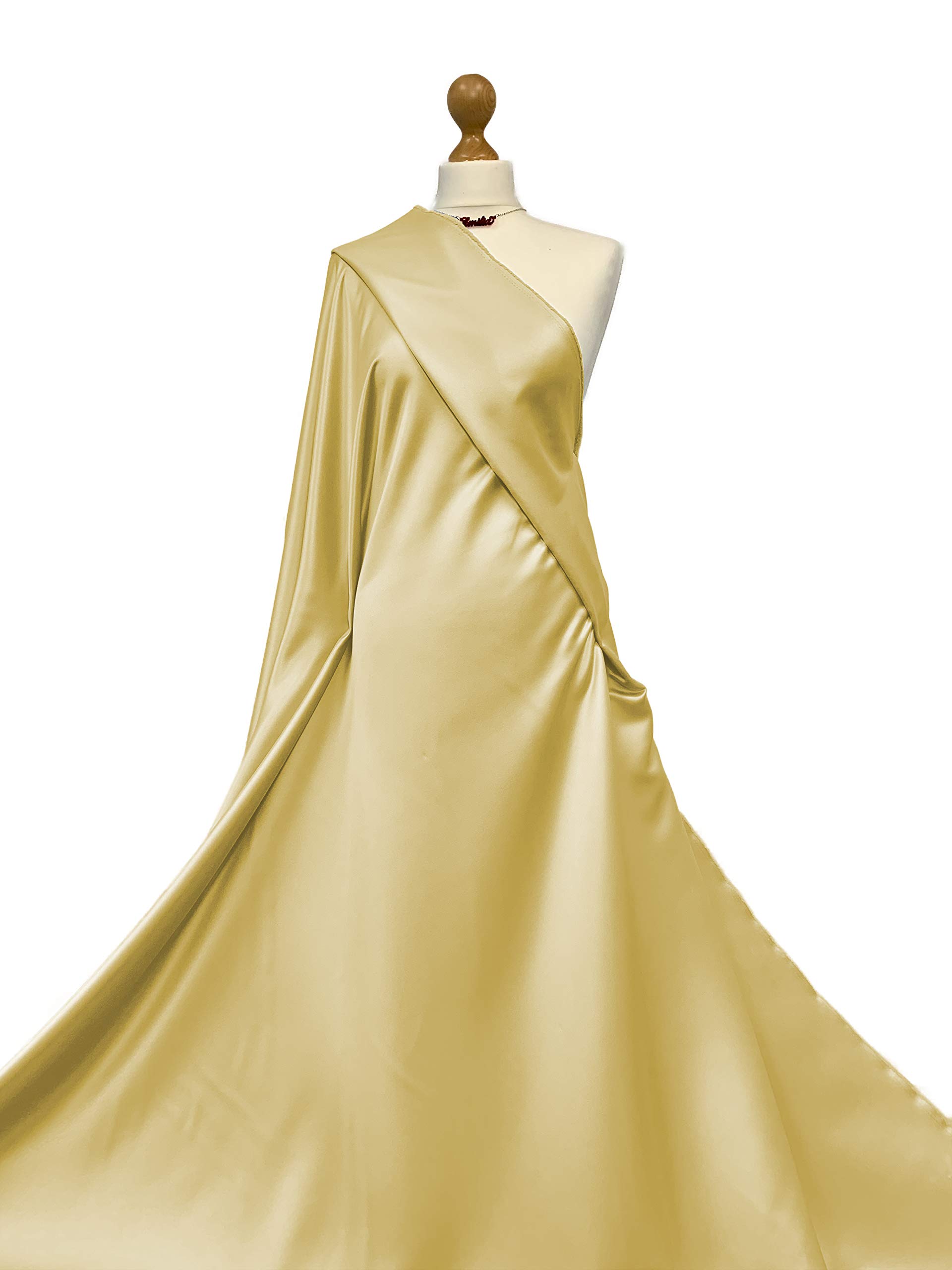 Premium Quality | Duchess Satin Fabric | Luxurious Heavyweight Satin | Bridal Dressmaking Material | Oeko-TEX® Certified Fabric | Fabriques (Gold, 1 Meter)