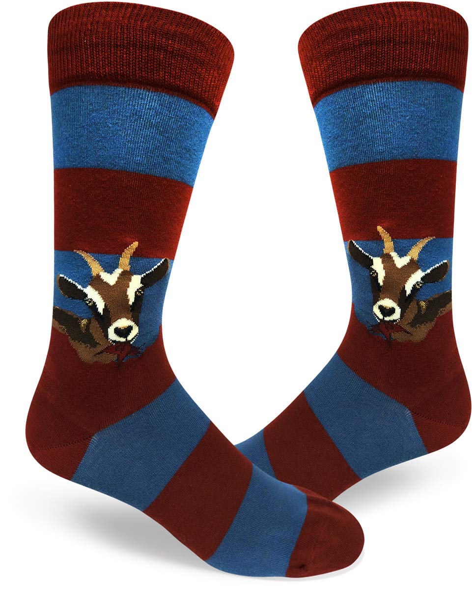 ModSocks Men's Hungry Goats Men's Crew Socks in Crimson (Fits Most Men Shoe Size 8-13)