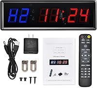 Vista 1 de Reloj de gimnasio con control remoto, temporizador LED de metal de 1.5 pulgadas y 1.8 pulgadas, cronómetro de entrenamiento Crossfit, cuenta