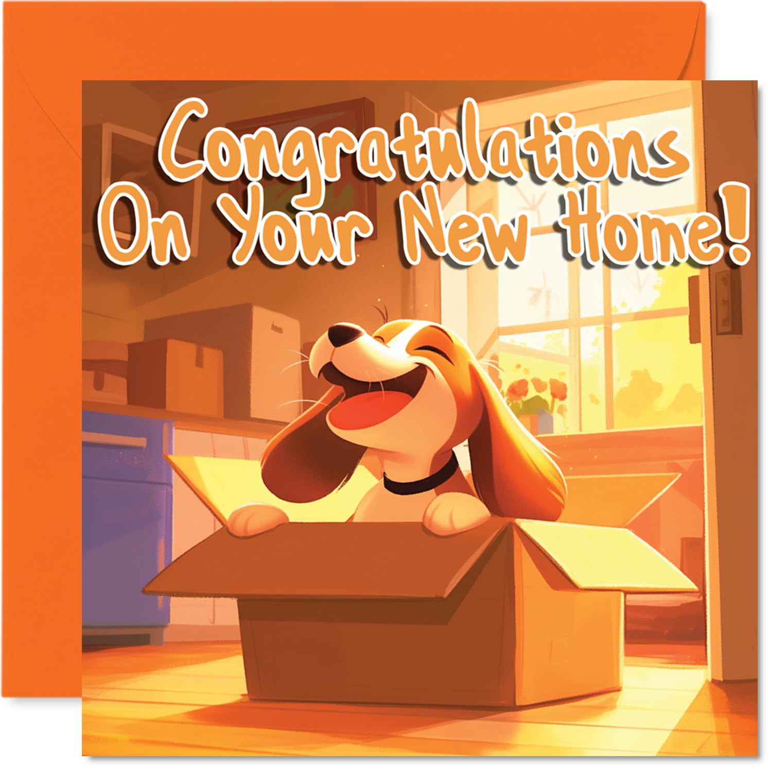 Happy New Home Card for Men Women - Beagle - Congratulations Housewarming House Card for Friends Family Colleague Neighbour, 145mm House Warming Greeting Cards