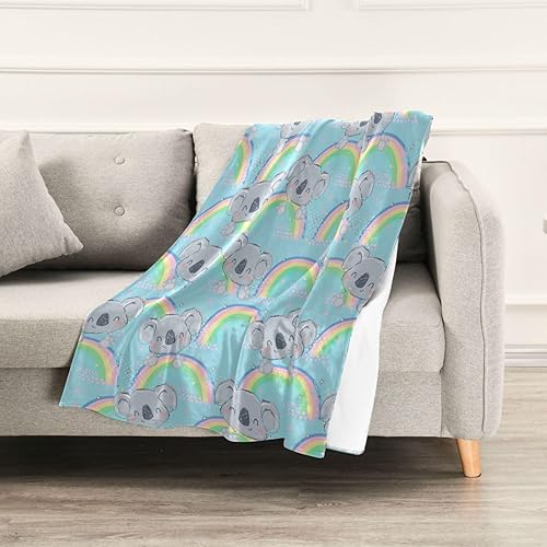 Miniatura 5 de Hand Drawn Cute Koala Pattern Flannel Fleece Blanket, Microfiber Microfiber Throws for Couch, Office, Chair, Spring Blanket 60x90 Inches Fluffy