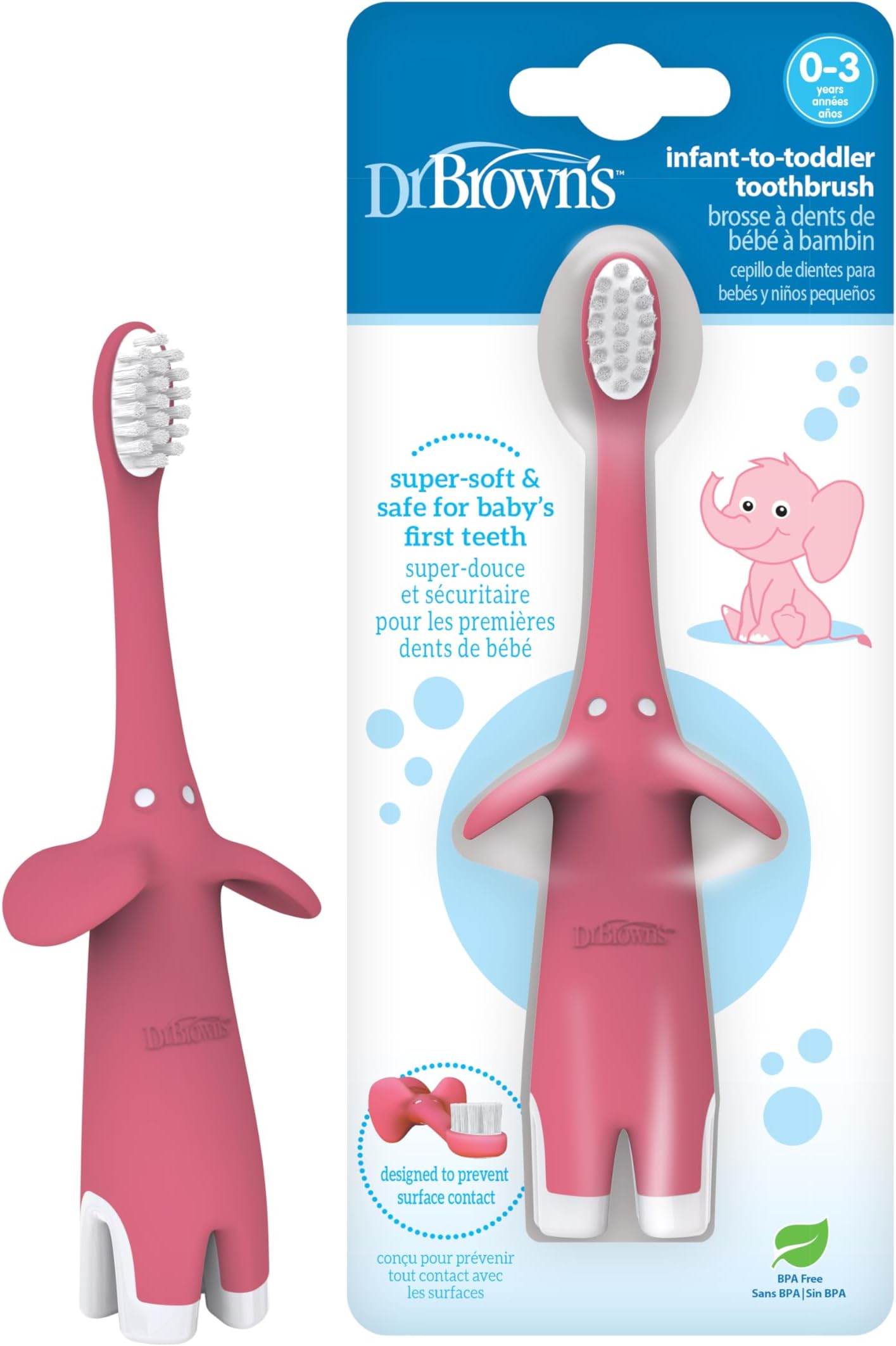 Dr Brown's Infant Elephant Toothbrush Pink