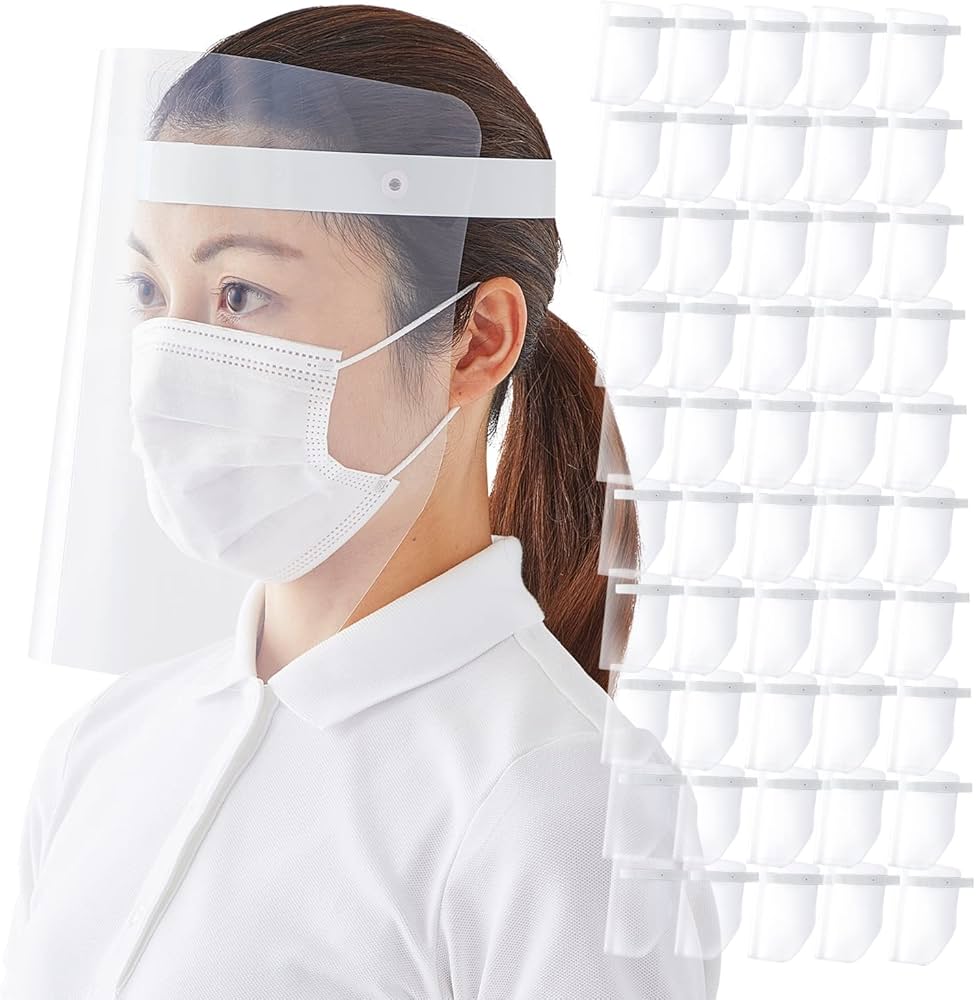 プラス フェイスガード 徳用 透明 軽量 ホワイトグレー 50枚入 FG-013-2P 89-078 ×25