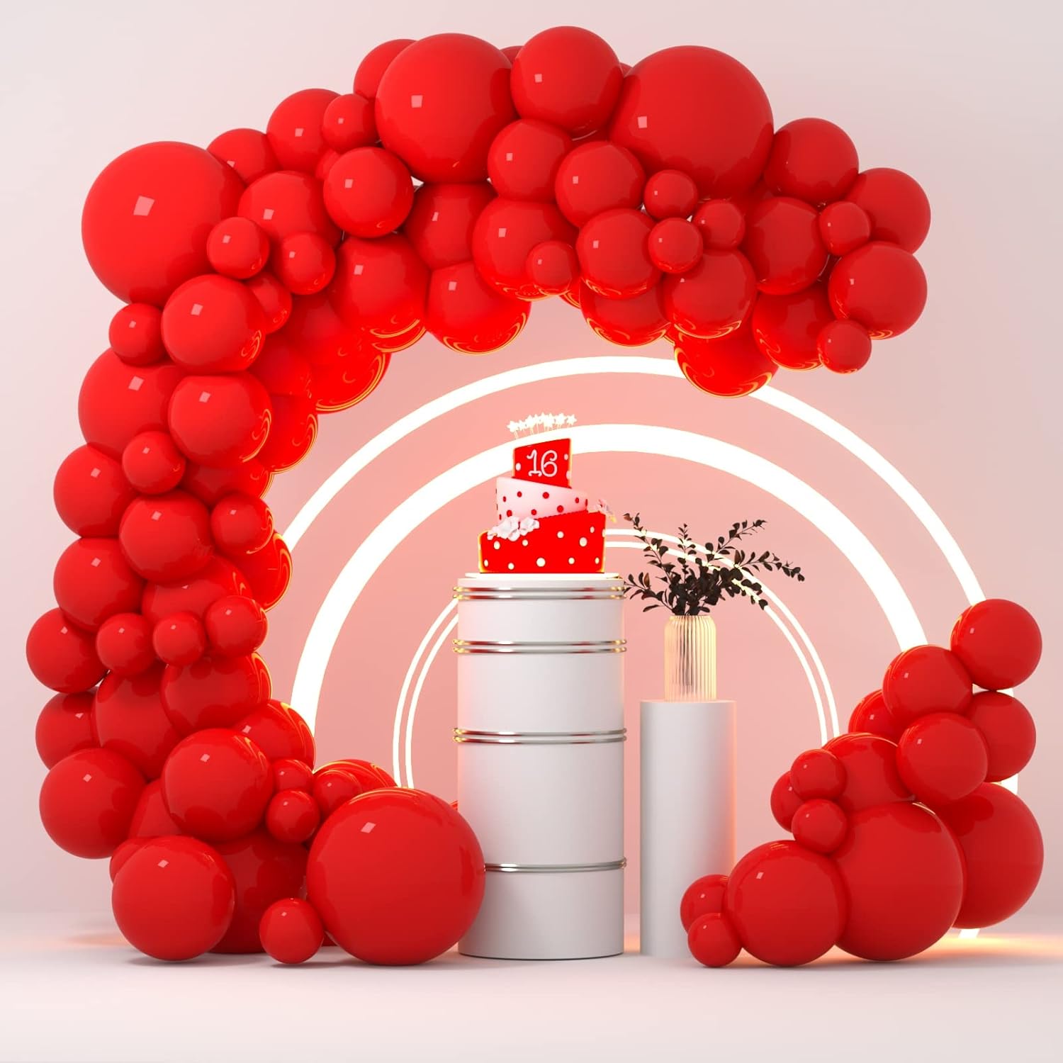 Kit de 105 guirnaldas de globos rojos de 1812105 pulgadas, globos de ...