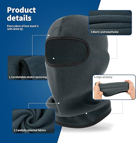 Miniatura 5 de YESLIFE Máscara de esquí, pasamontañas para hombres y mujeres, esquí, snowboard, motocicleta, protección UV y protección contra el viento
