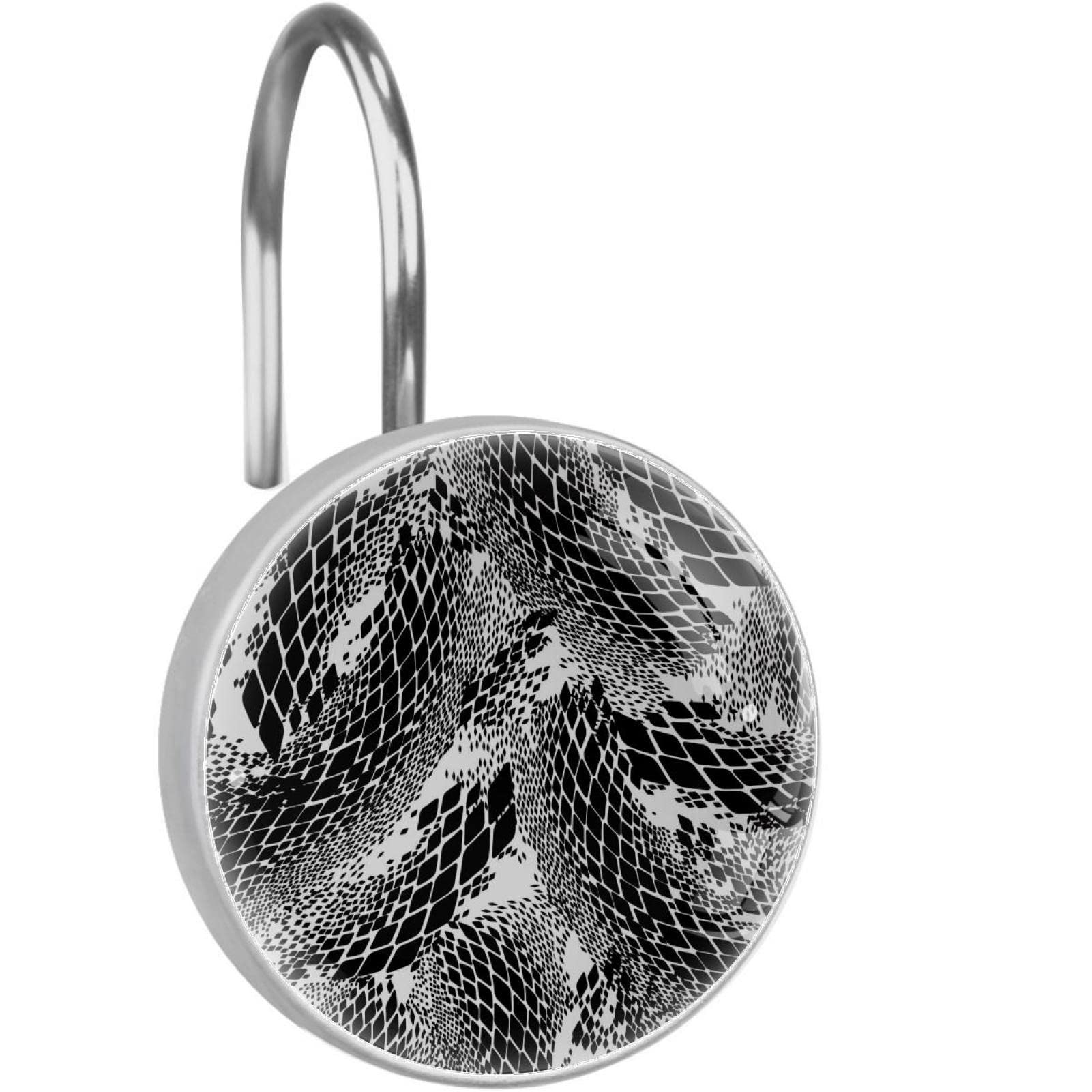 Crochets pour rideau de douche anti rouille en inox lot de 12 anneaux léopard noir