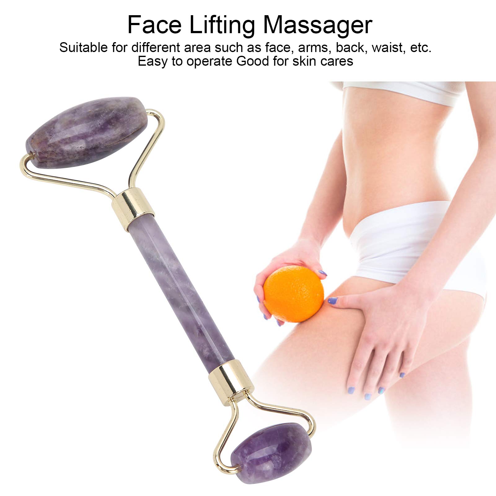 Jade Roller Face Massager Jade Facial und Gua Sha Set, Facial Massager Hautpflegeset für Anti-Aging, reduziert Augenfalten und Durchblutung(lila)