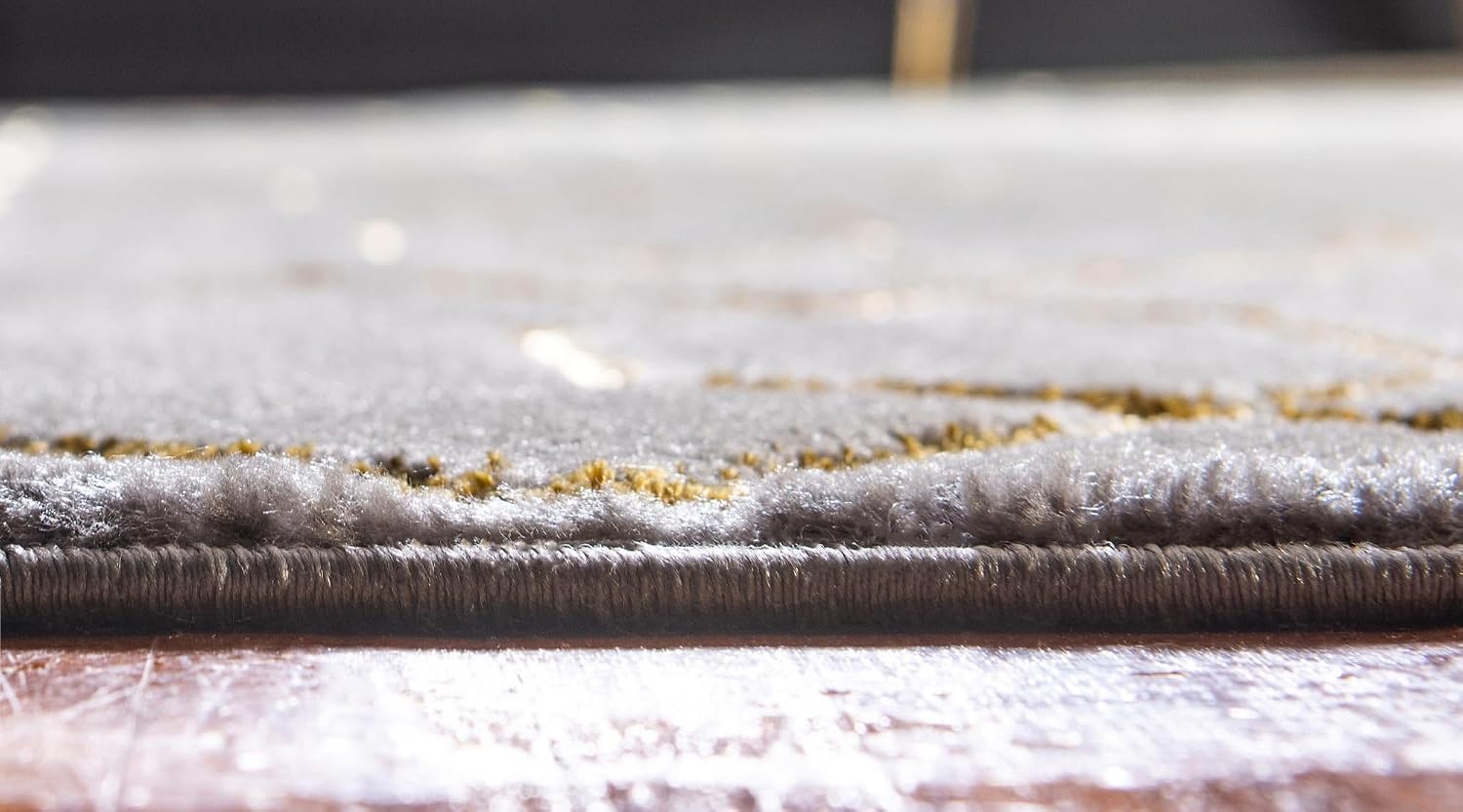Rugs.com Glam Collection Rug – 5x8 Gray Gold Medium-Pile Rug Perfect for Bedrooms, Dining Rooms, Living Rooms