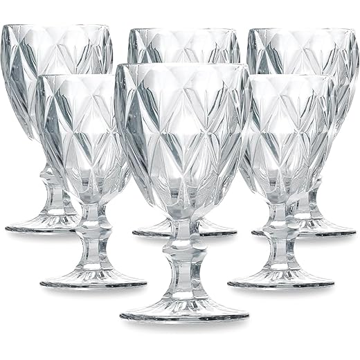 Jogo de 6 Taças de Vidro Diamond Transparente