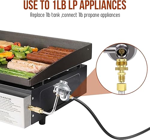 Miniatura 5 de Manguera de conexión rápida de propano de 12 pies para RV a parrilla de gas, tuerca rápida de 14 de pulgada a hembra de 38 pulgadas, con adaptador