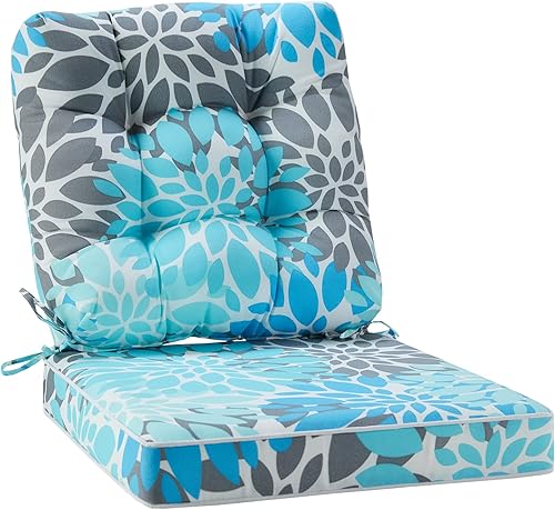 Juego de cojín para asiento y respaldo para silla de exterior, juego de cojines de asiento profundo de 22 x 22 pulgadas, cojín de exterior para