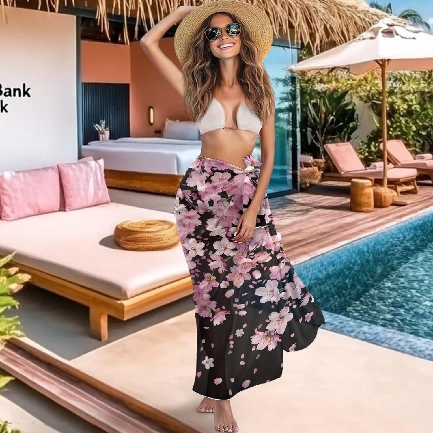 Swimsuit Coverup for Women Semi-Sheer Chiffon Sarong Bikini Wrap Skirt Lightweight Bathing Suit Cover Up