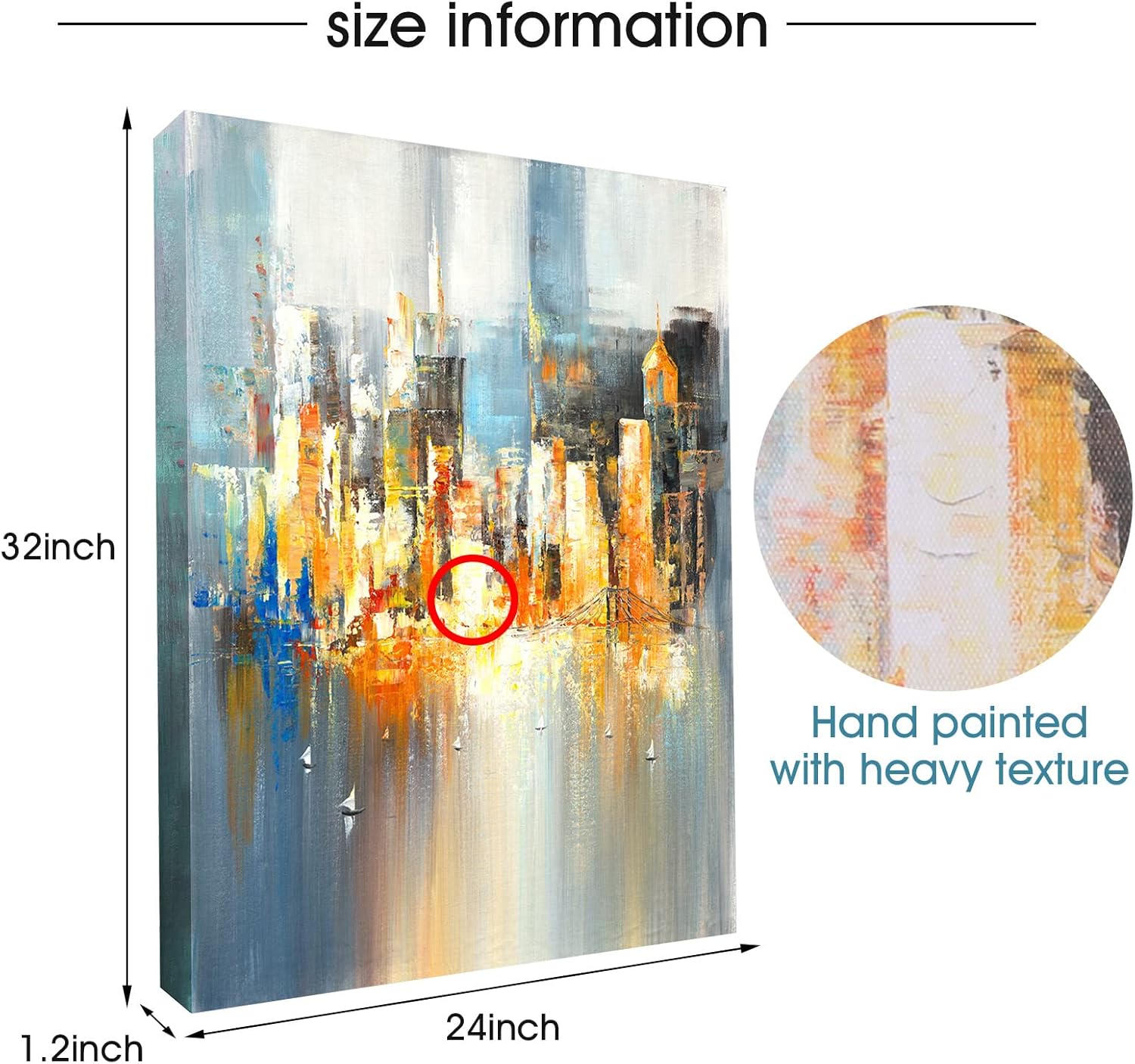 SINUOMI Cityscape Modern artistic abstract paintings and Hand Painted Canvas Wall Art Prints for wall decor living roomofficehotellarge size wall art (24x32)