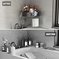 Vista 7 de Voldra Corner Shower Caddy Suction Cup, 2 Pack Corner Shower Shelves No Drilling, Aluminum Upgrade Suction Cup Shower Organizer with Towel Bar &