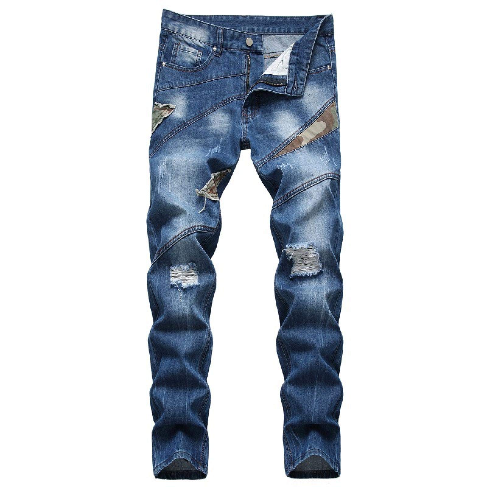 WQZYY&ASDCD Jeans Pantalon Denim Hole Jeans Ripped Für Herren Hip Hop Punk Streetwear