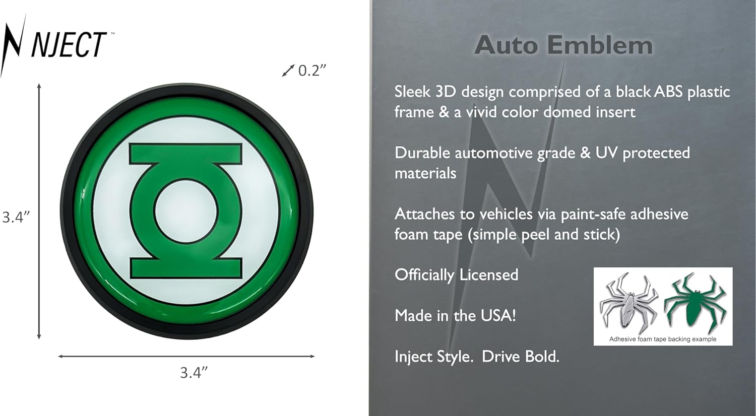 Officially Licensed DC Comics The Green Lantern Black Plastic Superhero Emblem for Cars, Trucks, SUVs and All Auto | Universal Fit at 3.4" | Weatherproof | Made in The USA - Image 3