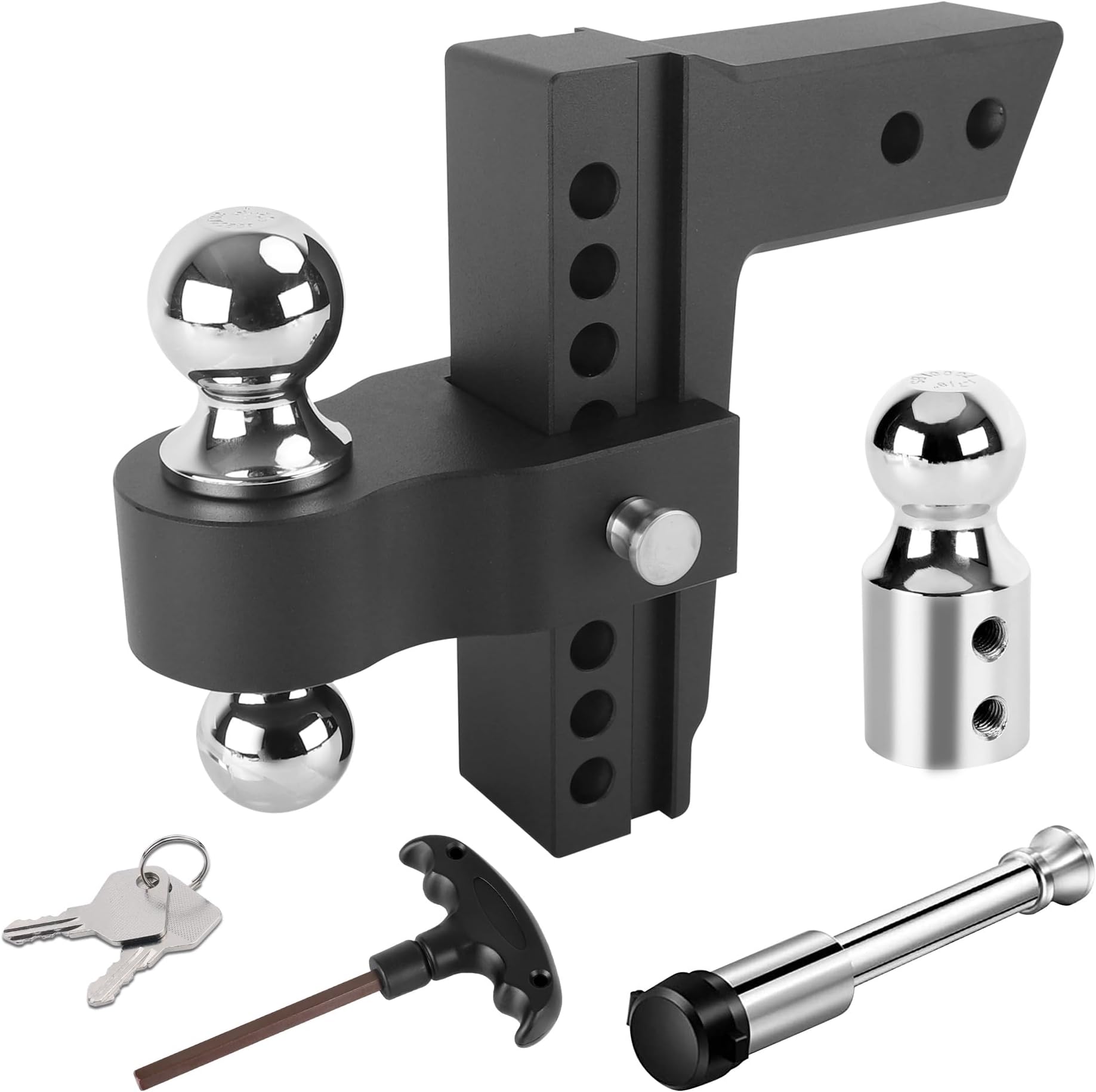 YIZBAP Black Adjustable Trailer Hitch, Fits 2.5" Receiver