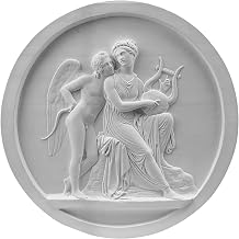 Cupid Eros and Psyche Wall Relief, Greek Mythology Wall Decor 10.25 in, White Plaster Classical Museum Copy, Handmade in Greece, Romantic Ancient Greek Sculpture
