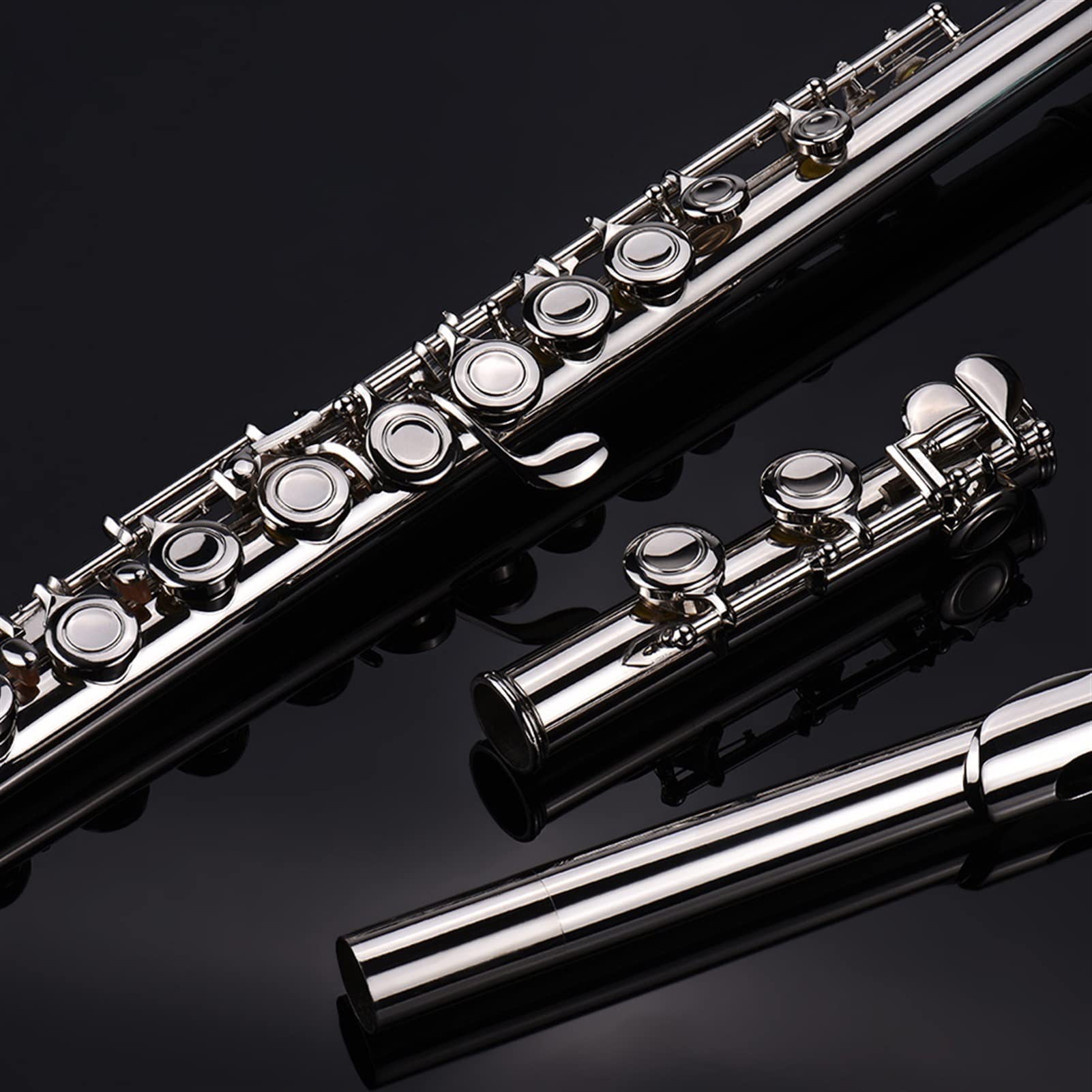 Instrument À Vent Flûte Plaqué Argent 16 Trous C Clé Cupronickel avec Sac Kit Flûte traversière