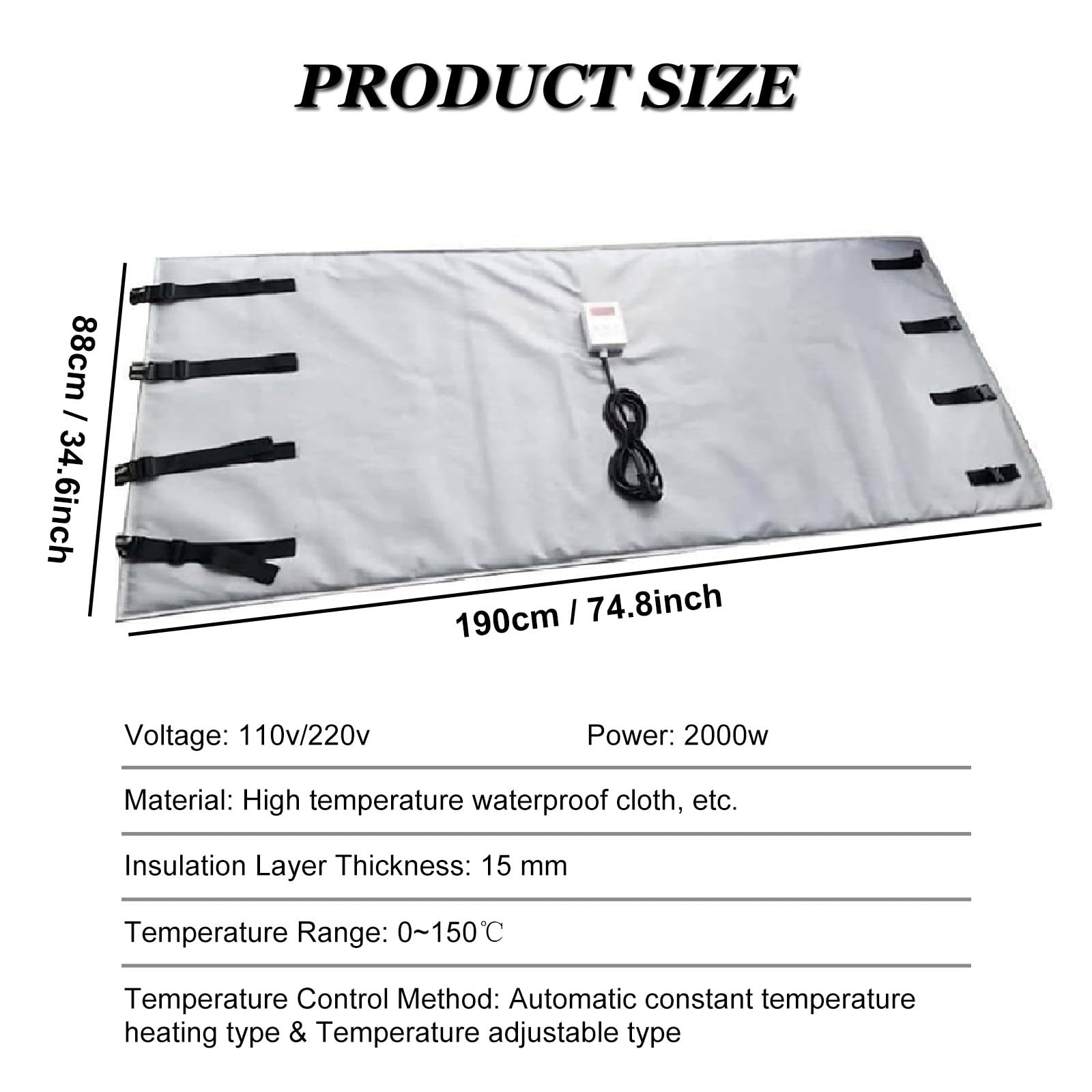 Automatische Heizhaube Mit Konstanter Temperatur, Feuerhemmender Fassheizer, Eimer-Heizband FüR ErdöL, Maschinen,110V-Grey